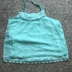 Mint green cropped cross back tank
